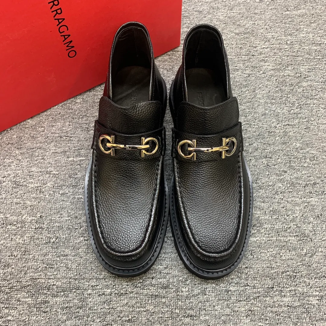 Men's shoes 💰960 🎁🎁🎁😈【Ferragamo】Men's high-top boots, the latest hot style, 1:1 original purchase quality, top quality, imported cowhide for the uppers, imported cowhide for the lining and feet, with original lightweight foam outsole, matching code 39-44, (38, 45 custom-made, non-refundable),